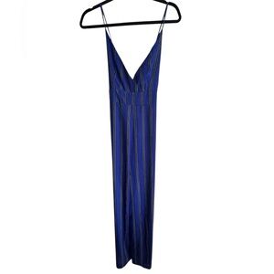 Haute Monde Navy and white Striped Maxi jumpsuit
